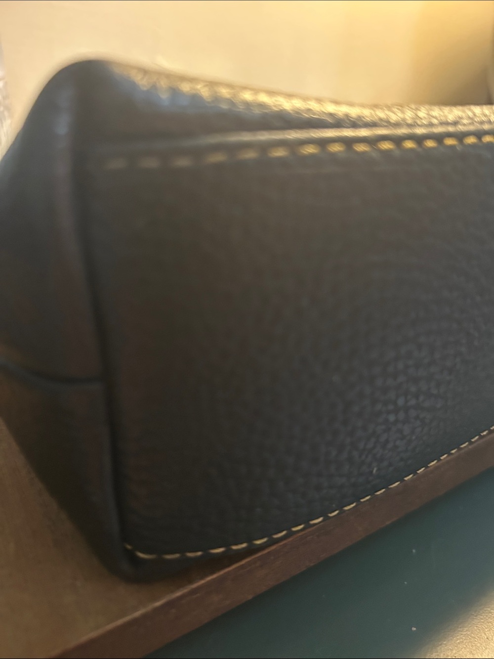 Dooney & Bourke Black Leather Mini Satchel with Brown Handles - Picture 10 of 10